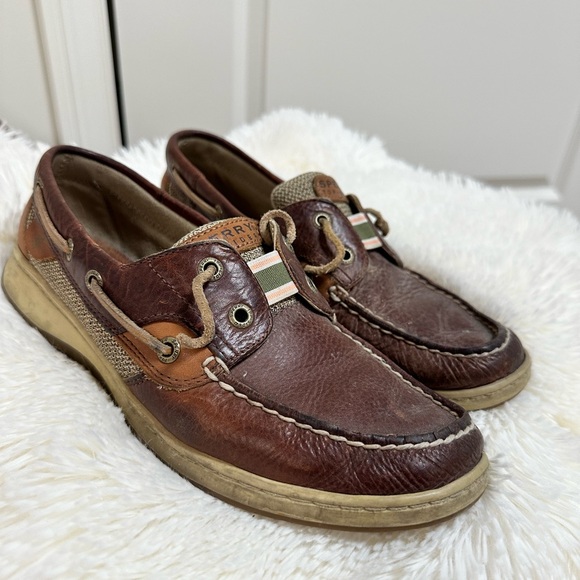 Sperry Women's Boat Shoes Sz 8.5 M Tan Leather Deck Loafers Comfort Outdoor - Picture 1 of 5